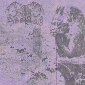 a gargoyle used as artwork for the Italian raw black metal band oscuro pipistrello